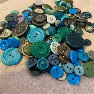 Green - Turquoise Vintage Buttons Lot for Your Craft, Knitting or Sewing
